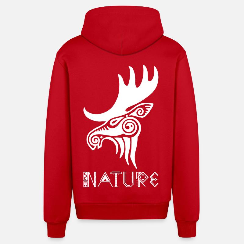 élan blanc animal totem - Veste à capuche bio décontractée fabriquée en UE - rouge