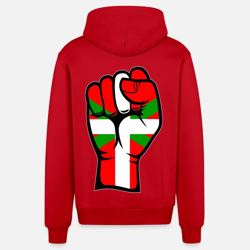 Poing drapeau basque - Veste à capuche bio décontractée fabriquée en UE - rouge