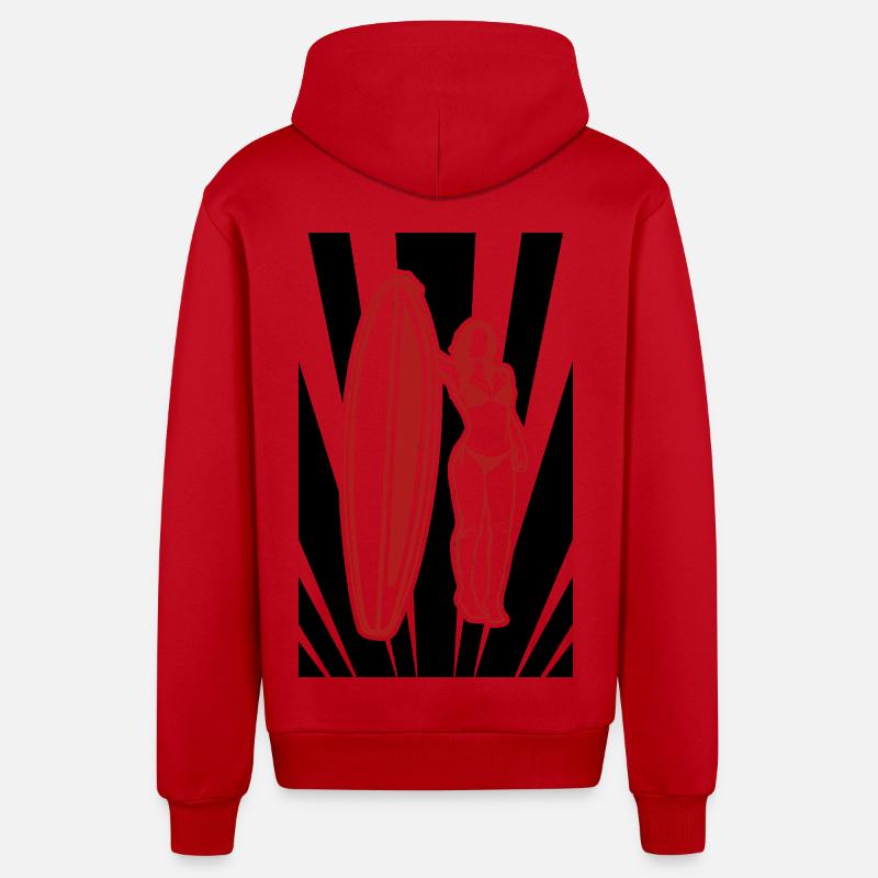 Conception du Wave Rider - Veste à capuche bio décontractée fabriquée en UE - rouge