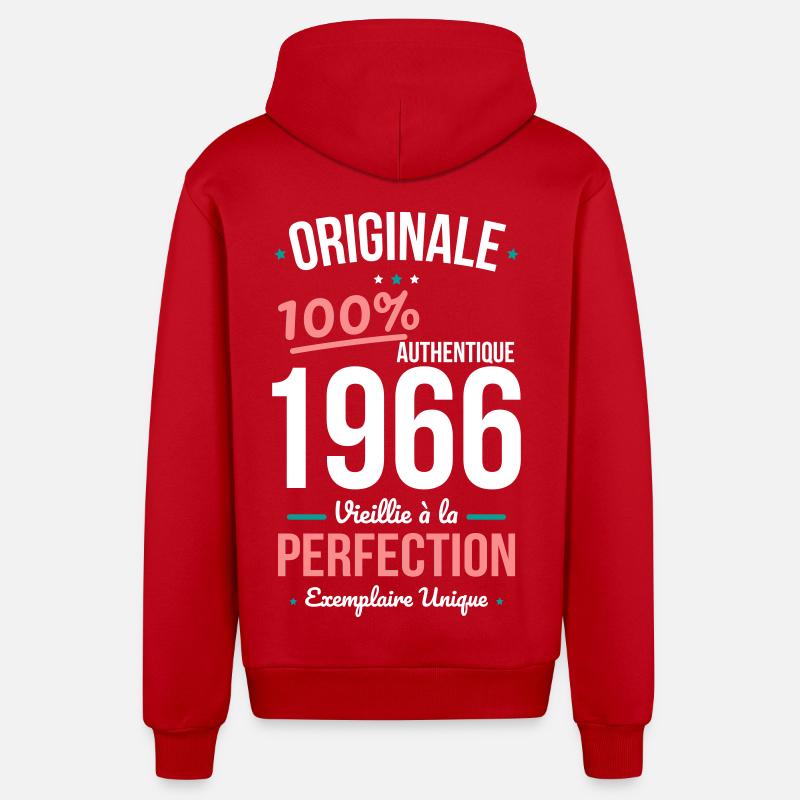 1966 – Originale – Exemplaire unique - Veste à capuche bio décontractée fabriquée en UE - rouge