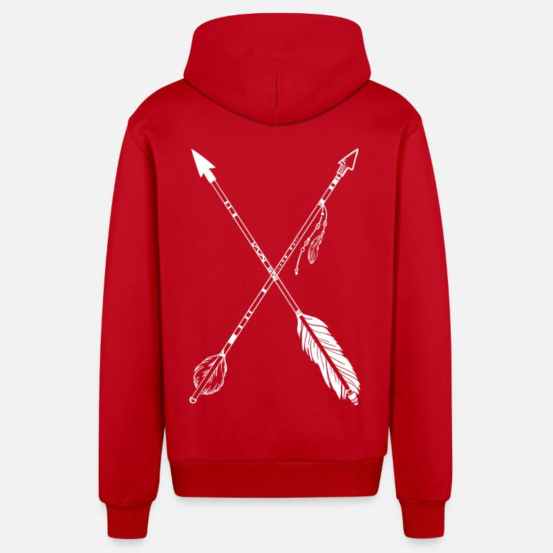 flèches indiennes - Veste à capuche bio décontractée fabriquée en UE - rouge