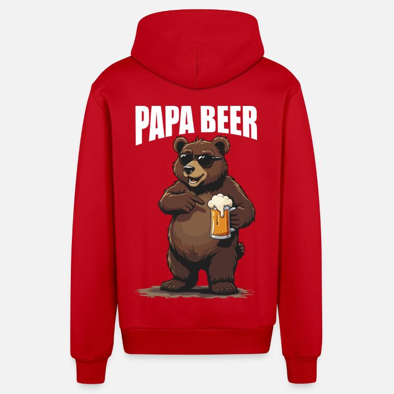 papa bier - Organic Relaxed Kapuzenjacke Made in EU - Rot