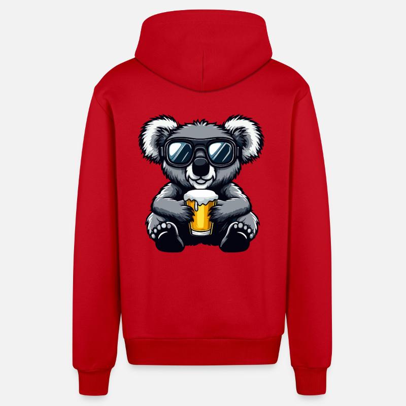 Koala Apres Ski Bier Comic - Organic Relaxed Kapuzenjacke Made in EU - Rot