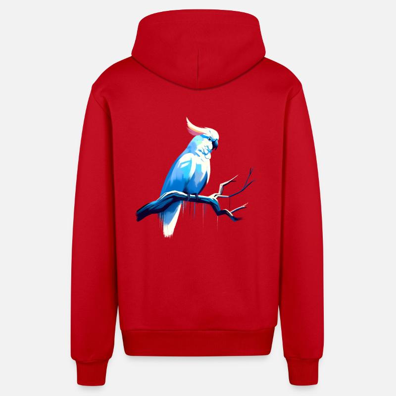 Cacatoès sur une branche - Veste à capuche bio décontractée fabriquée en UE - rouge