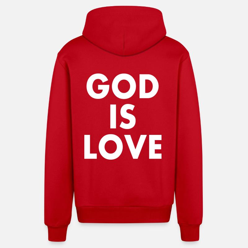 God is good - Veste à capuche bio décontractée fabriquée en UE - rouge