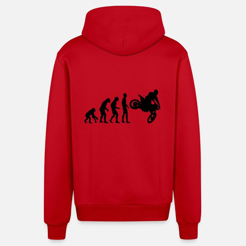 Evolution humaine Motocross - Veste à capuche bio décontractée fabriquée en UE - rouge