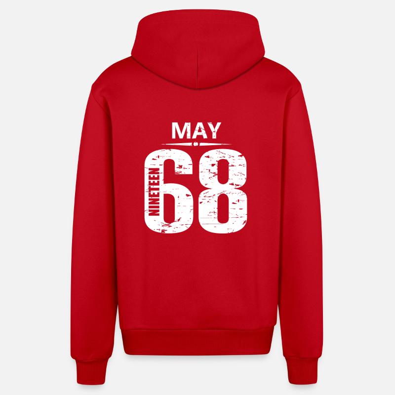 Mai 1968 - Veste à capuche bio décontractée fabriquée en UE - rouge