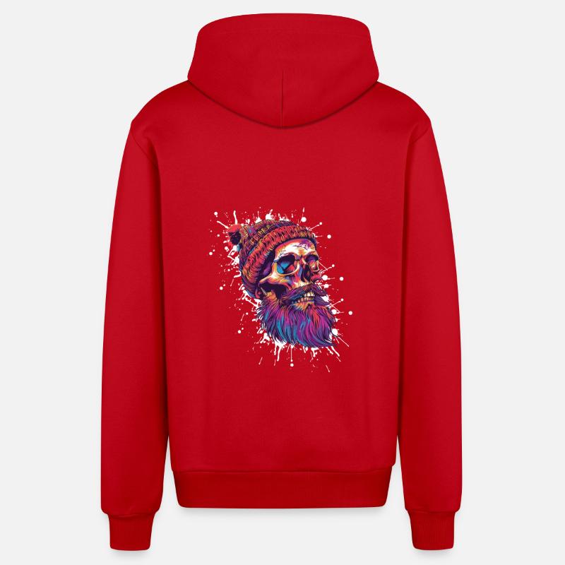 Crâne de bûcheron - Veste à capuche bio décontractée fabriquée en UE - rouge