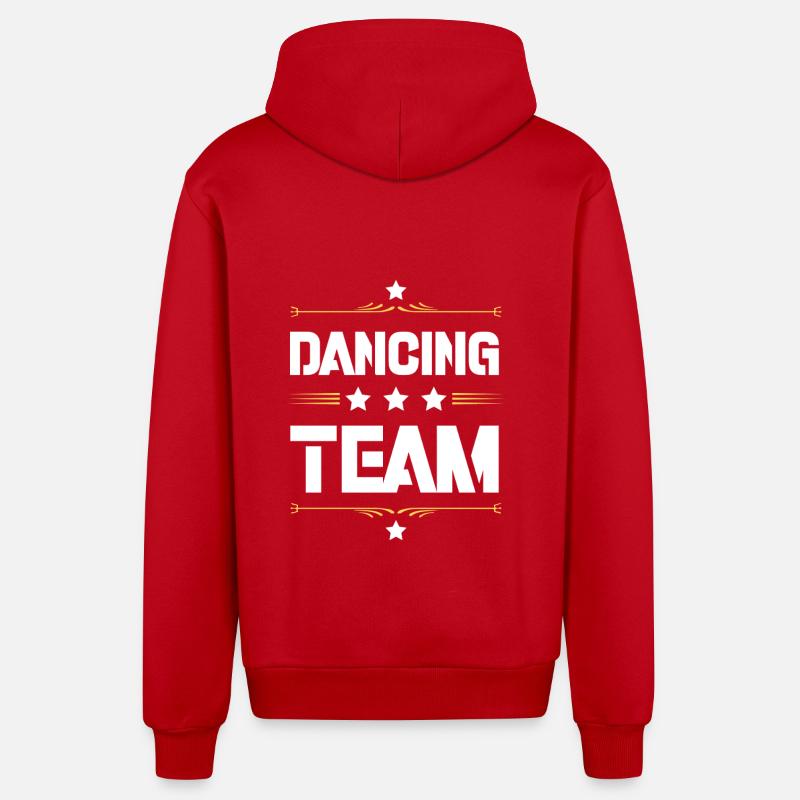 Équipe de danse - Veste à capuche bio décontractée fabriquée en UE - rouge