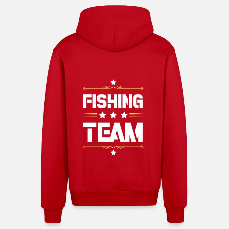Équipe de pêche - Veste à capuche bio décontractée fabriquée en UE - rouge