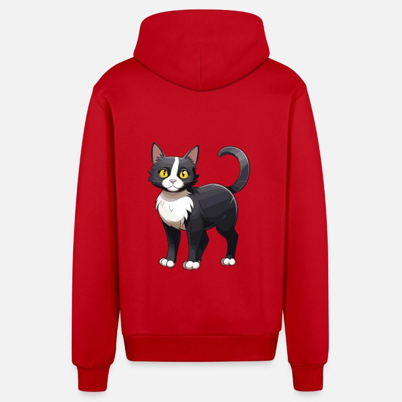 Chat mignon - Veste à capuche bio décontractée fabriquée en UE - rouge
