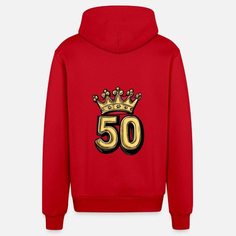 Couronne à 50 chiffres - Veste à capuche bio décontractée fabriquée en UE - rouge