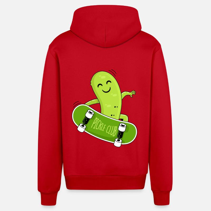 Concombre et planche à roulettes - Veste à capuche bio décontractée fabriquée en UE - rouge