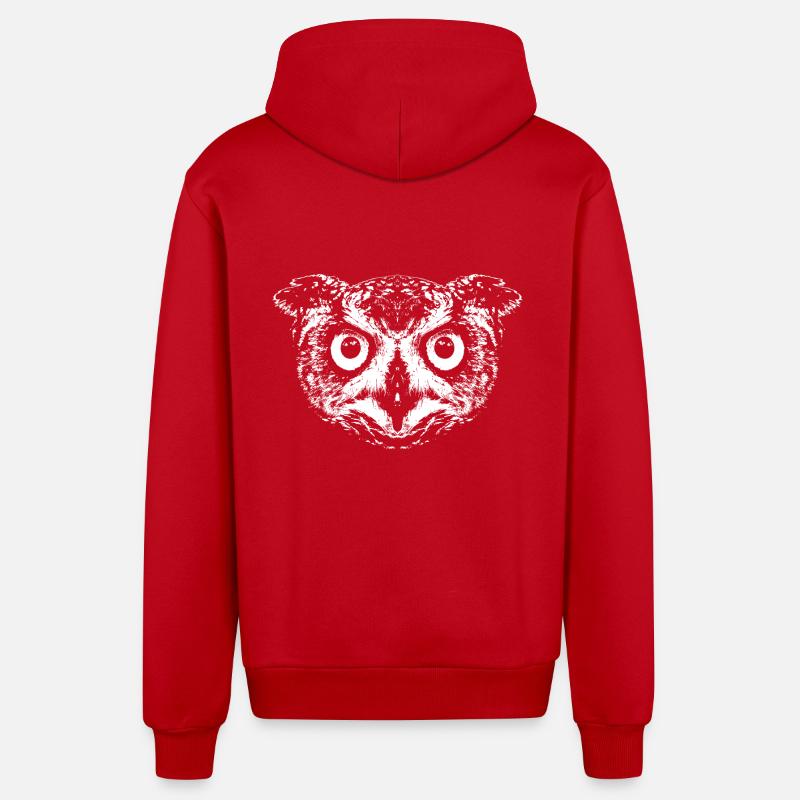 Eule / Uhu / Kauz - Organic Relaxed Kapuzenjacke Made in EU - Rot