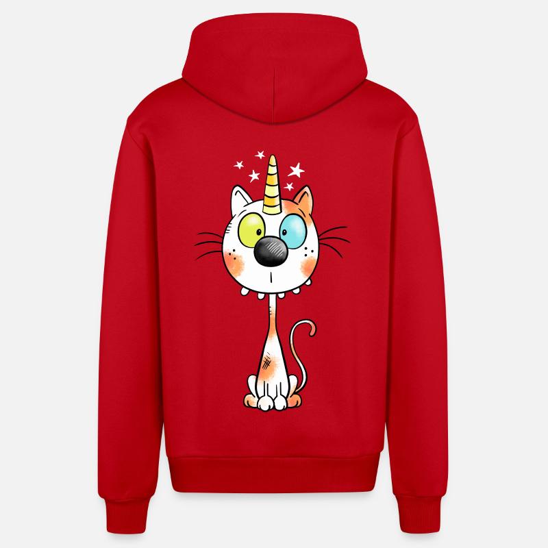 Mignon chat comique - Veste à capuche bio décontractée fabriquée en UE - rouge