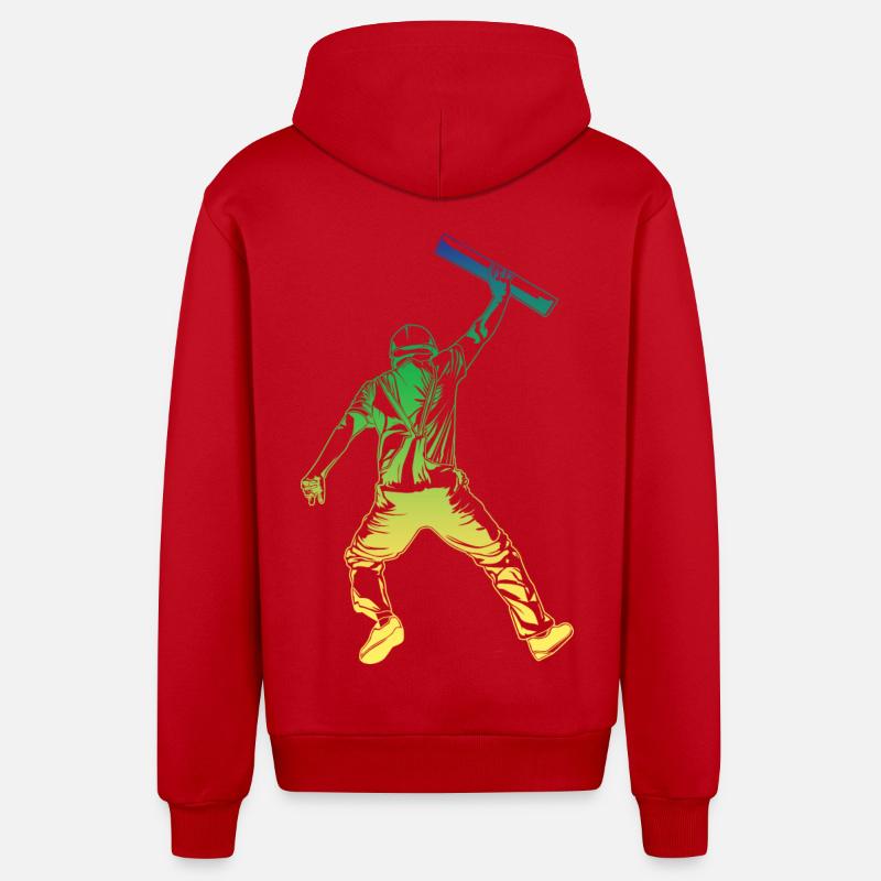 Style rétro d’architecte - Veste à capuche bio décontractée fabriquée en UE - rouge