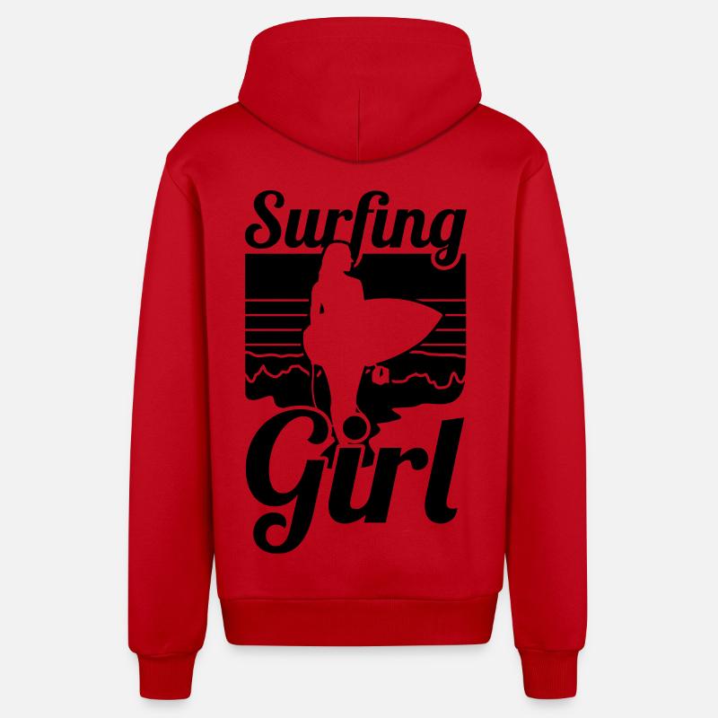Fille surfeuse - Veste à capuche bio décontractée fabriquée en UE - rouge