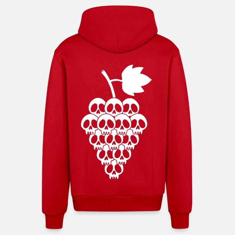 Crânes de raisins blancs - Veste à capuche bio décontractée fabriquée en UE - rouge
