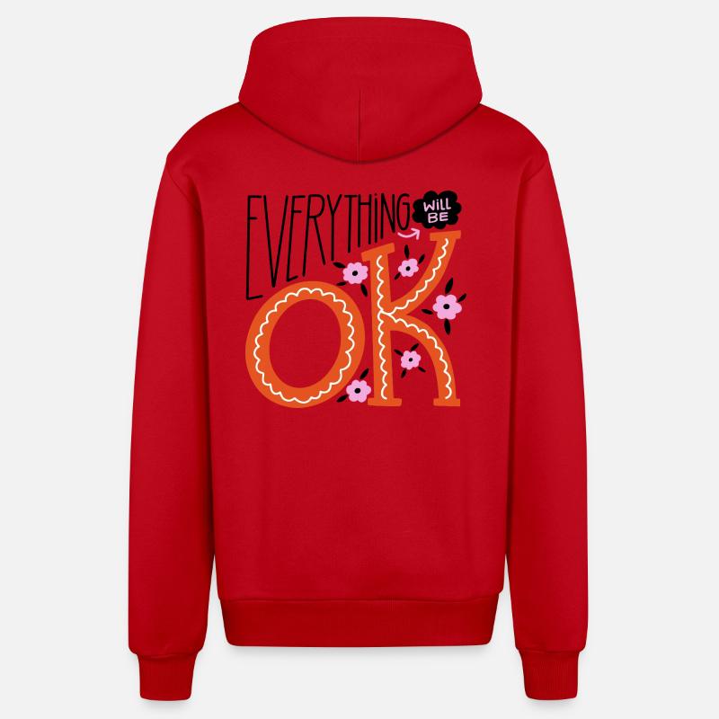 Alles wird gut – Motivierendes Statement-Design - Organic Relaxed Kapuzenjacke Made in EU - Rot