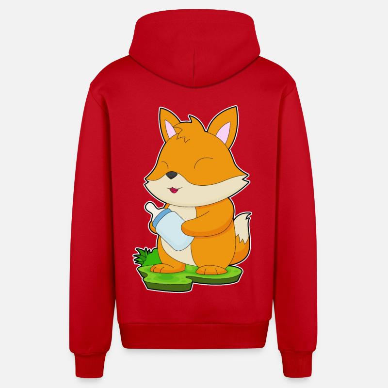Biberon Fox - Veste à capuche bio décontractée fabriquée en UE - rouge