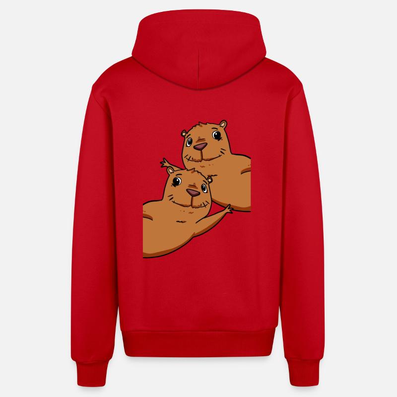 Capybara Wasserschwein - Veste à capuche bio décontractée fabriquée en UE - rouge