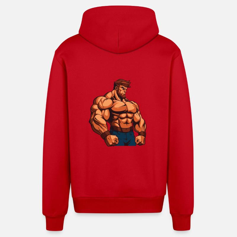 Gymnase de musculation - Veste à capuche bio décontractée fabriquée en UE - rouge