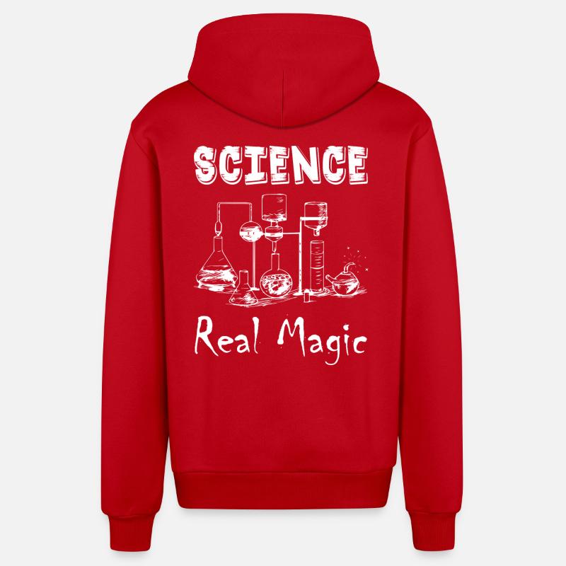 Science Real Magic - Organic Relaxed Hooded Jacket Made in EU - red