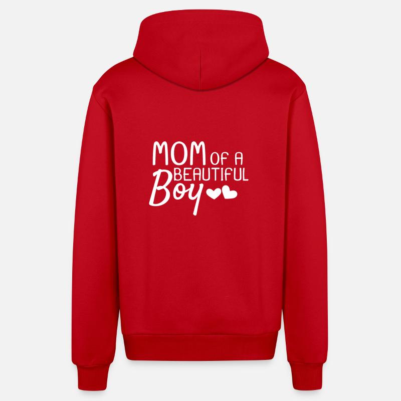 Maman d'un beau garçon - Veste à capuche bio décontractée fabriquée en UE - rouge