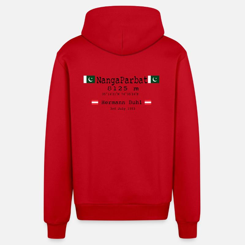 NangaPArbat20-01Black - Veste à capuche bio décontractée fabriquée en UE - rouge