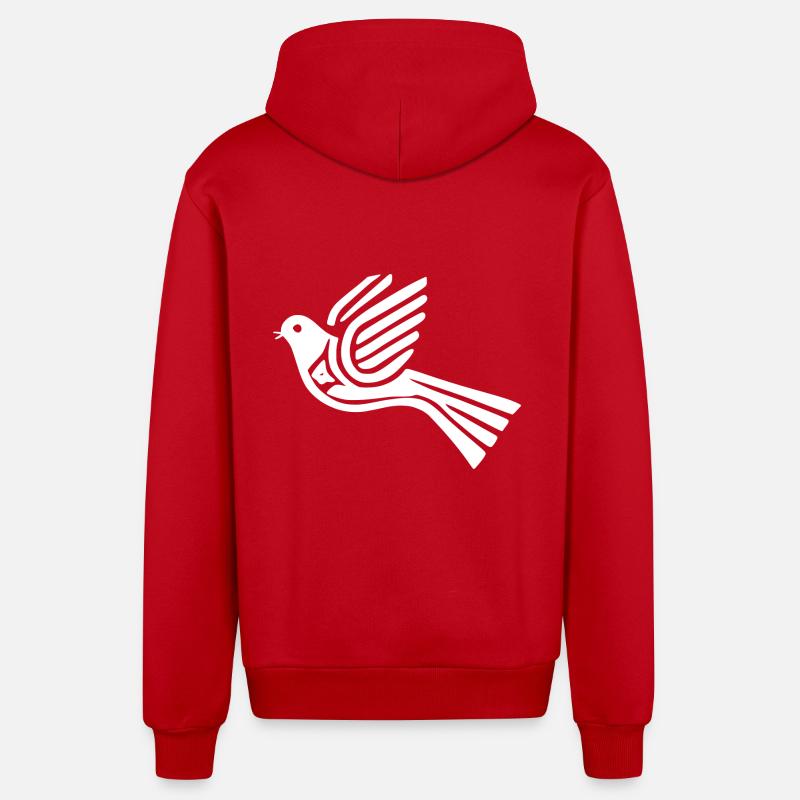 Colombe de la paix - Veste à capuche bio décontractée fabriquée en UE - rouge