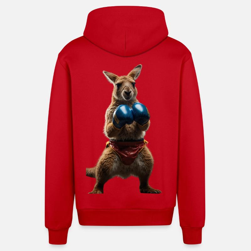 Kangourou de boxe - Veste à capuche bio décontractée fabriquée en UE - rouge