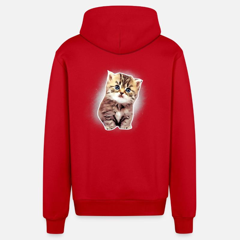 Bébé chat - Veste à capuche bio décontractée fabriquée en UE - rouge
