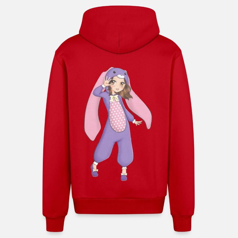 Manga - Organic Relaxed Hooded Jacket Made in EU - red