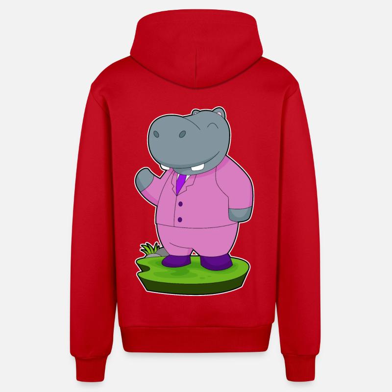 Hippopotame marié costume mariage - Veste à capuche bio décontractée fabriquée en UE - rouge