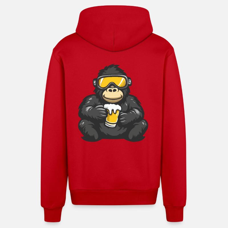 Bière après-ski Gorilla - Veste à capuche bio décontractée fabriquée en UE - rouge