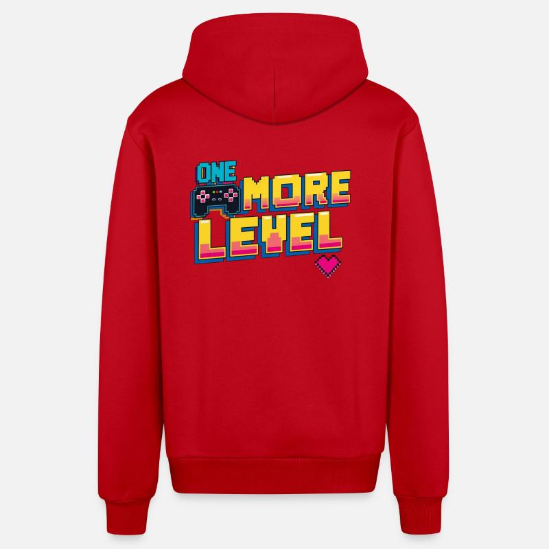 Augmentation du niveau de pixels - Veste à capuche bio décontractée fabriquée en UE - rouge