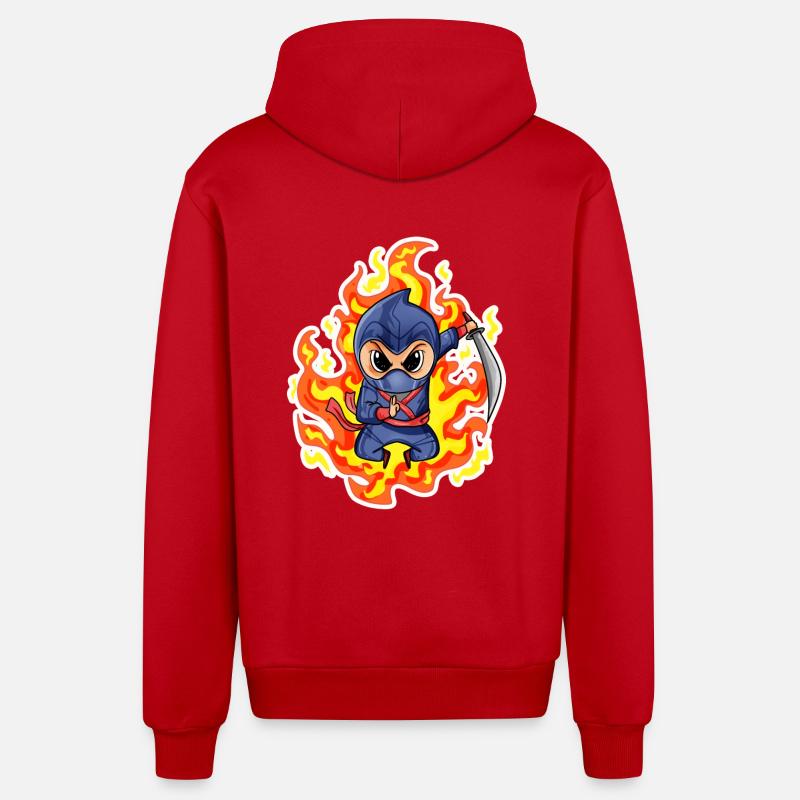 Ninja Rouge Feu - Veste à capuche bio décontractée fabriquée en UE - rouge