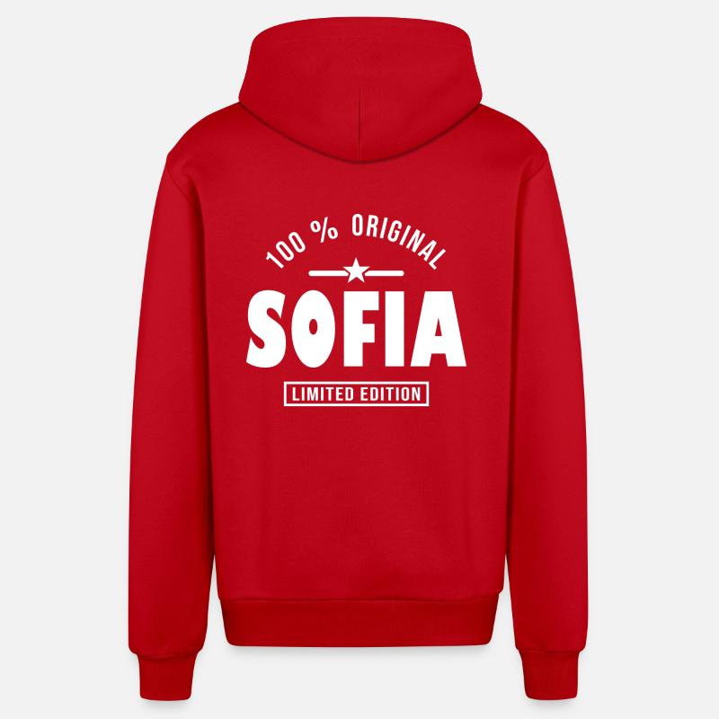Sofia, Sofia - Organic Relaxed Hooded Jacket Made in EU - red