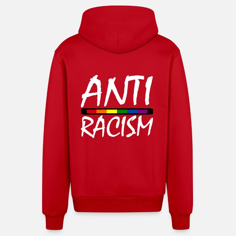 RACISME - Veste à capuche bio décontractée fabriquée en UE - rouge