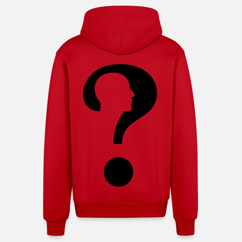 Point d’interrogation avec silhouette homme # - Veste à capuche bio décontractée fabriquée en UE - rouge