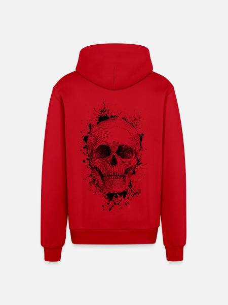 Crâne - Veste à capuche bio décontractée fabriquée en UE - rouge