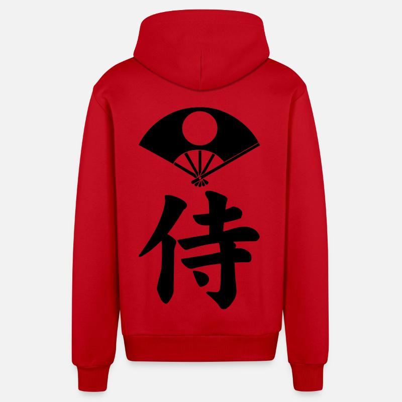 Emblème samouraï du clan Satake (noir) - Veste à capuche bio décontractée fabriquée en UE - rouge