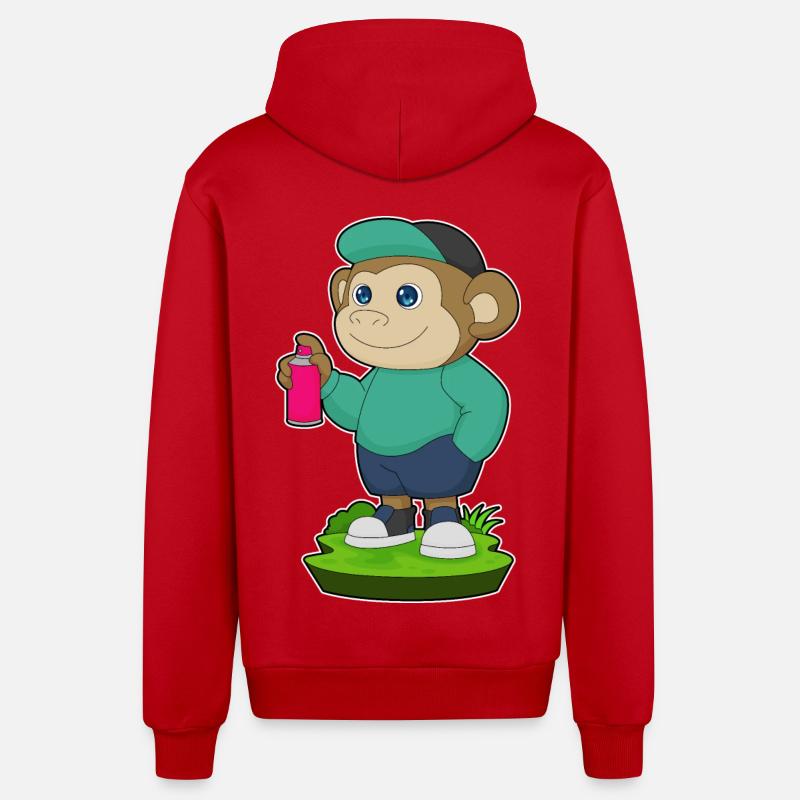 Spray de peintre singe - Veste à capuche bio décontractée fabriquée en UE - rouge