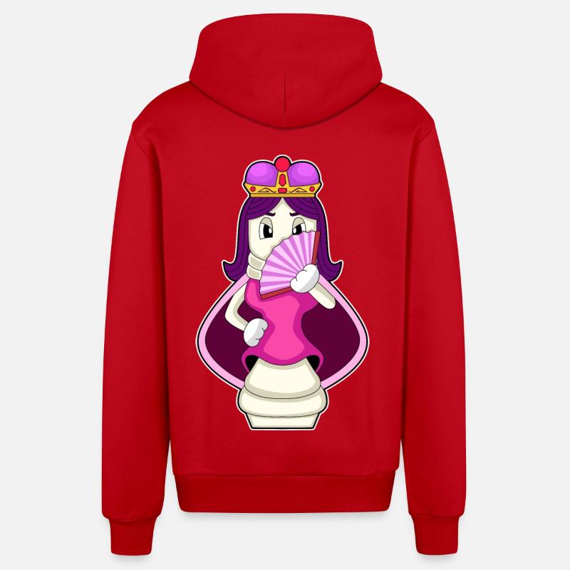 Pièce d’échecs Reine Échecs - Veste à capuche bio décontractée fabriquée en UE - rouge