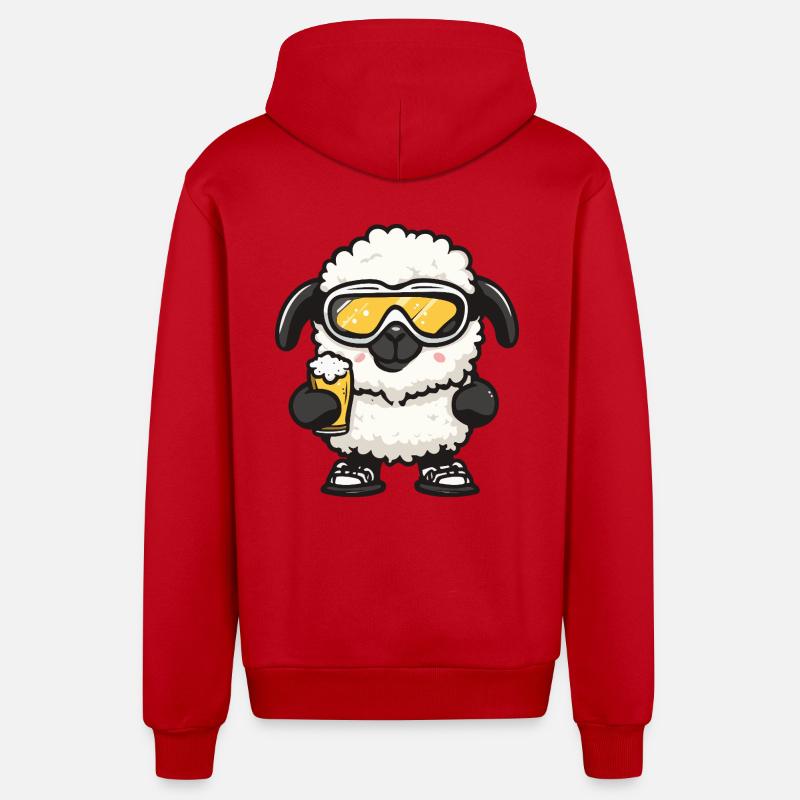 Schaf Apres Ski Bier Comic - Organic Relaxed Kapuzenjacke Made in EU - Rot