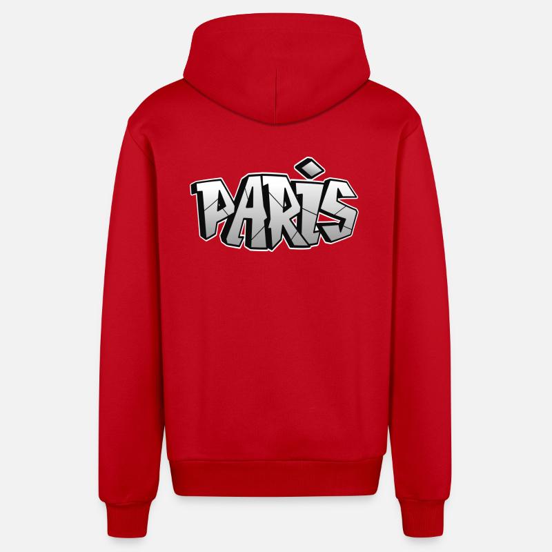 Paris Graffiti - Veste à capuche bio décontractée fabriquée en UE - rouge