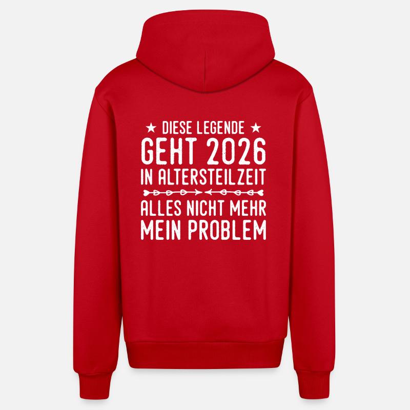 Retraite partielle 2026 - Veste à capuche bio décontractée fabriquée en UE - rouge