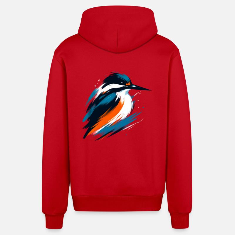 Dynamischer Eisvogel - Organic Relaxed Kapuzenjacke Made in EU - Rot