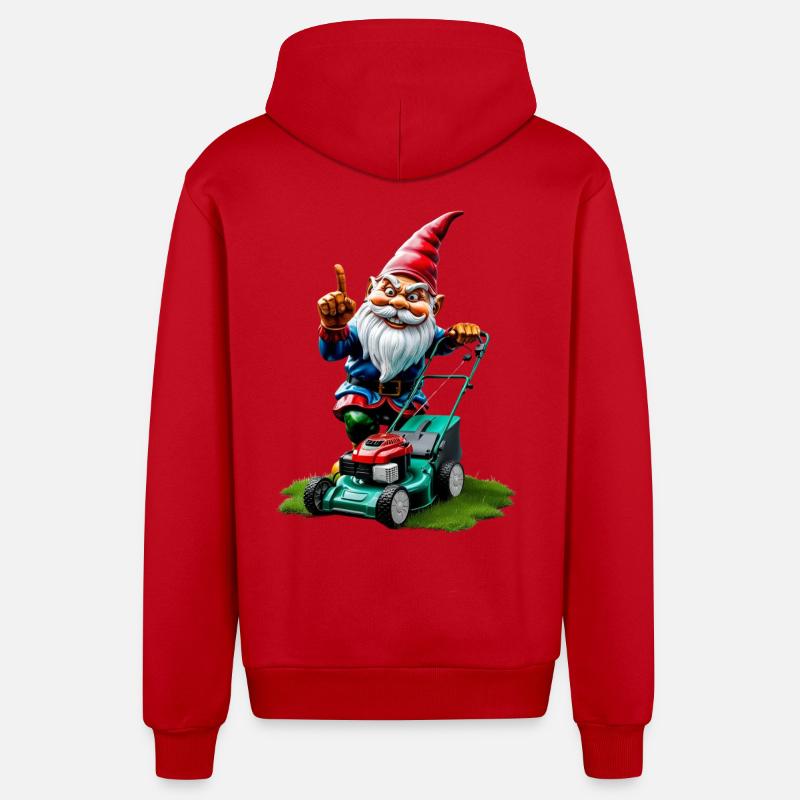 Rasenmäher Gartenzwerg Gärtner Geschenkideen - Organic Relaxed Kapuzenjacke Made in EU - Rot