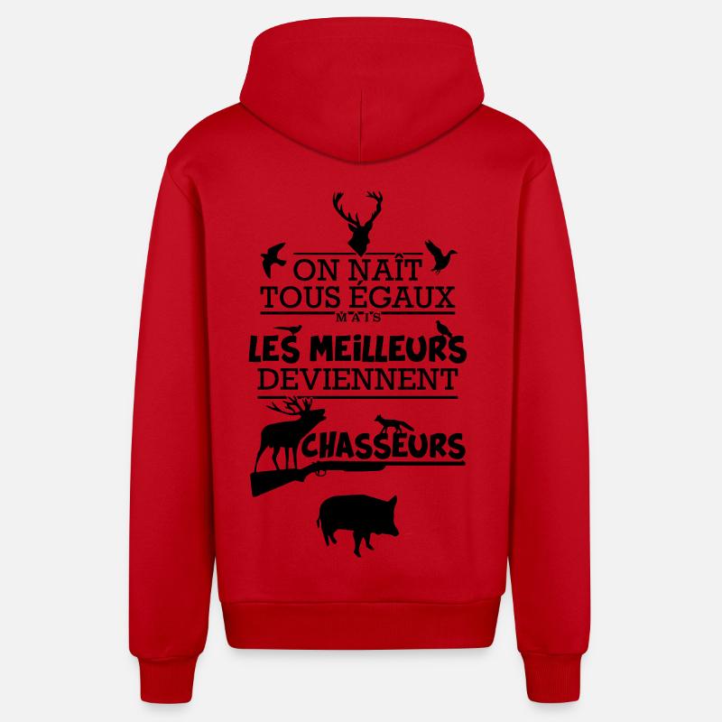 chasseur - Veste à capuche bio décontractée fabriquée en UE - rouge